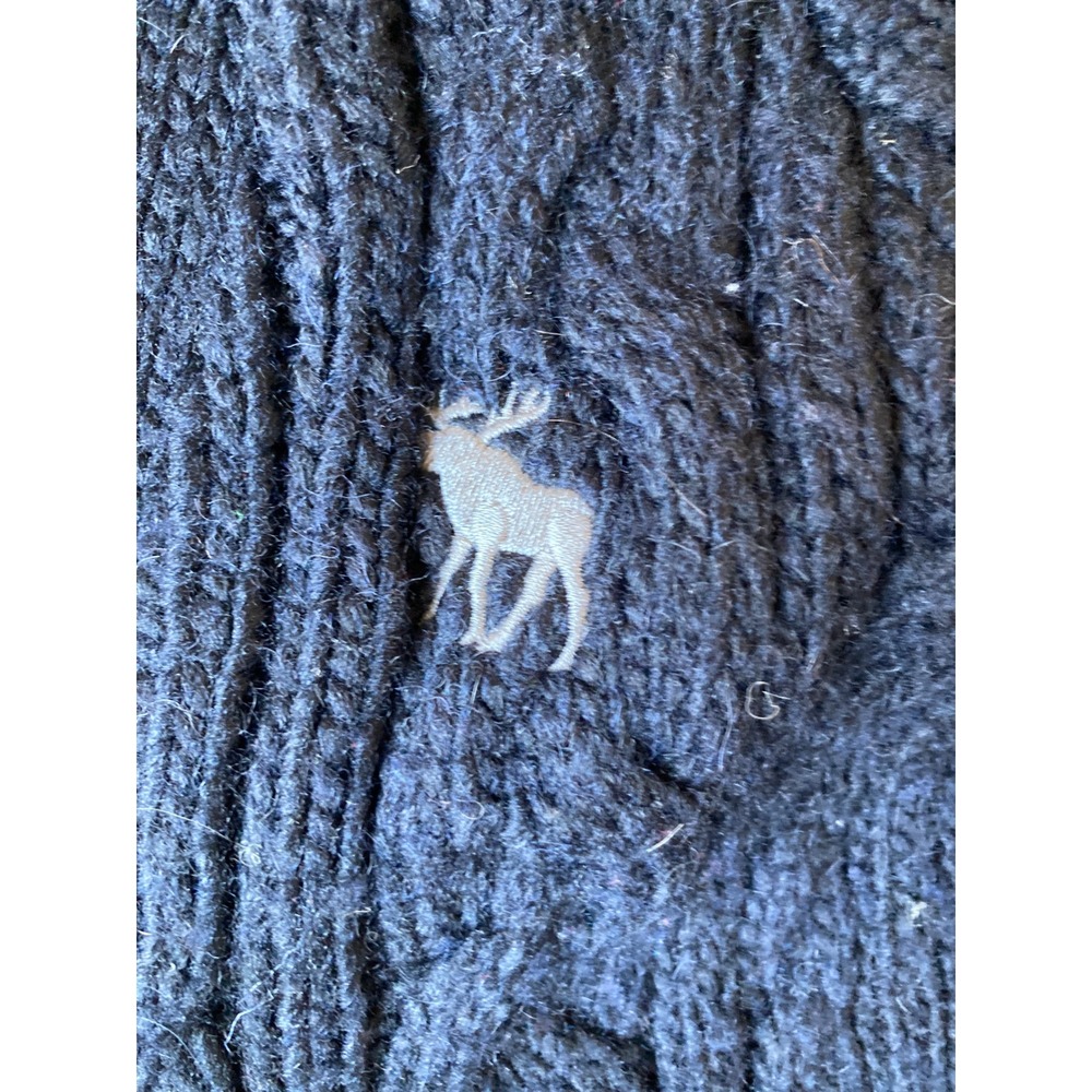 Abercrombie & Fitch Cable Knit Cardigan Sweater Womens Small Navy Blue Moose - Picture 4 of 12